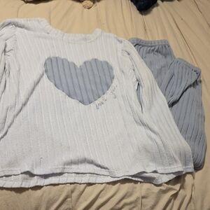 White and Gray Heart Pajama Set